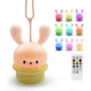 Jolie Veilleuse En Silicone Pour B&eacute;b&eacute; Avec Capteur Tactile,Veilleuse Lapin Portable Et Rechargeable Par Usb Pour Lanterne Pour Enfant - Neuf