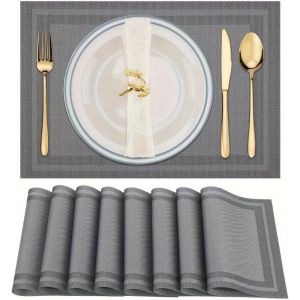 Eryi-- 6 Pcs Dessous De Table, Sous Plat De Table, Dessous Assiette, Set De Table Antidérapant, Dessous De Verre, Élégance & Praticité, Pour Sublimer Votre Table À Manger (Gris) - Neuf