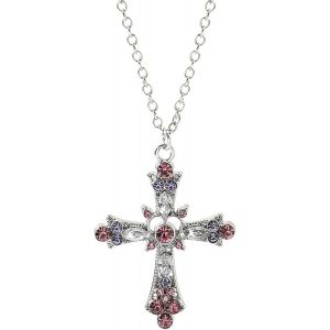 Kal-Collier Croix Gothique En Diamant Collier Croix En Cristal Rose Punk Collier Ras Du Cou En Zircon Incrusté Collier Pendentif Croix Religieuse Vintage Collier Y2k Bijoux Pour Femmes Filles - Neuf