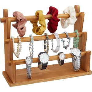 Kal-Présentoir De Bracelets En Bois À 3 Niveau Présentoir De Bracelets En Bois Du Pérou Présentoirs De Colliers Présentoirs Accessoires De Bijoux Support De Bracelet Support De Chouchous - Neuf