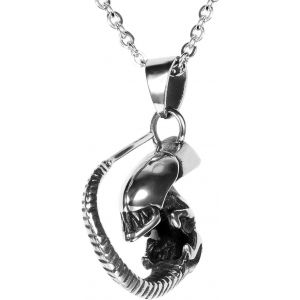 Kal-Collier Pendentif Pour Homme Acier Inoxydable Fant&ocirc;me Dragon Warcraft Motard Biker Punk Rock Cha&icirc;ne 55cm Couleur Argent Fantaisie Bijoux Cadeau - Neuf