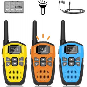 Talkie Walkie Jouet Enfants Longue Port&eacute;e, Takie-Walkie Rechargeable Usb Type C Lot De 3 Walkie Talkies Jouet Fille 3 Ans, 16 Canaux Radio Lampe De Poche Pour Aventures Ext&eacute;rieures - Neuf