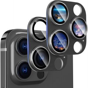 [2 Pieces Rear Camera Lens Protection Compatible With Iphone 15 Pro And Iphone 15 Pro Max,[Full Coverage] 9h Hardness Tempered Film Protection Lens Accessory,Titanium Black - Neuf