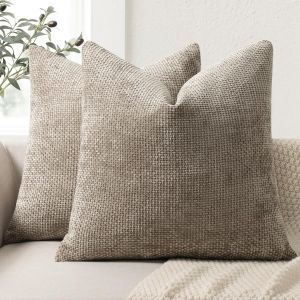 CAUC-Lot de 2 Housse Coussin de canap&eacute; 60x60 en Chenille Housse de Coussin Douces Cecoration de Maison Coussin Canape D&eacute;coratives de Luxe pour Canap&eacute;,lit et Salon - Neuf