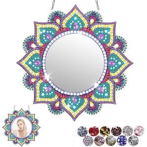 Ayuhr-Diamond Painting Miroir Kit, Mandala Miroir Cosmétique Fille Cadeau D'anniversaire Jouet, Bricolage Diamant Peinture Miroir, Miroir À Peinture Diamant, Cadeau Pour Les Filles 6 7 8 9 10 11 Ans - Neuf