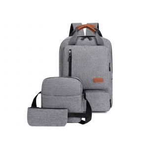 Ensemble de 3 sacs &agrave; dos pour homme, sac pour ordinateur portable, sac bandouli&egrave;re, sac &agrave; main gris - Neuf