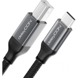 CLOUDDS-2M Usb C Câble D'Imprimante (Pour Imprimante,Scanner,Midi)-C Vers B-Câble Tressé+Connecteur Métallique Pour Epson Hp Samsung Canon Brother Iphone 16 15 Tablet Pc Macbook - Neuf