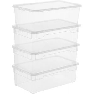 KALANKA-Clear Ensemble de 4 boîtes de rangement 5l avec couvercle, Plastique (PP) sans BPA, transparent, 4 x 5l (33.0 x 19.0 x 11.0 cm) - Neuf