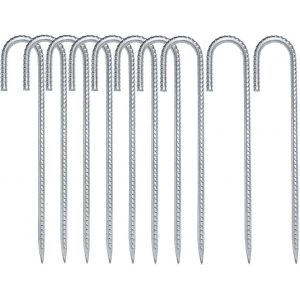 Yemaesre-Lot De 10 Piquets De Tente Robustes (30 Cm), 8 Mm D'épaisseur, En Forme De J Galvanisés, Solides Pour Camping, Jardin, Trampoline, Support De Fleurs - Neuf