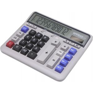Calculatrice de Bureau Calculatrice de Bureau, Solaire et Batterie, Calculatrice &eacute;lectronique &agrave; Double Alimentation, Grand &eacute;cran LCD &agrave; 12 Chiffres, Calculatrice Portable (Blanc) - Neuf