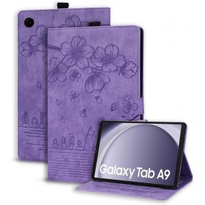 Coque pour Samsung Galaxy Tab A9 8.7 Pouces 2023 SM-X110/X115 PU Cuir Cover Tablette Housse de Protection Porte-Crayons Portefeuille Tablet ?tui Samsung Tab A9 8.7"" 2023 Violet - Neuf