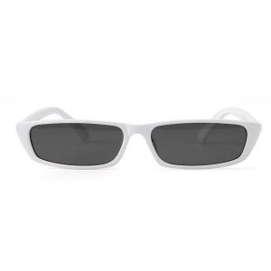 Protection Uv Sport De Plein Air Alliage Géométrie Verre Lunettes De Soleil (Cadre Blanc Lentille Grise) - Neuf
