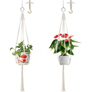ERYI-2 Pièces Pot Suspendu Plante Interieur Tissée À La Main Suspension Plante Suspension Macramé Pour Avec 2 Crochets De Plafond Pour Les Balcons, Les Salles D'Étude, Les Salles De Bains - Neuf
