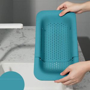 Réglable De Vidange Évier De Cuisine Panier Égouttoir Pour Le Stockage Et Le Lavage De La Vaisselle, Des Fruits Et Des Légumes (Vert) - Neuf