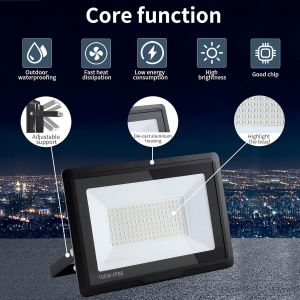 Tianyi-Projecteur Led Extérieur 100w, 10000lm Super Brillant, Ip66 Étanche, 6000k Blanc Froid Pour Garage, Jardin, Terrasse, Cour - Neuf