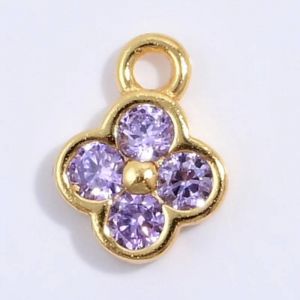 Breloques Tr&egrave;fle En Argent Sterling S925, Zircon Color&eacute;, Pour Bricolage, Bracelets, Colliers, Accessoires De Fabrication De Bijoux Sd57--Gold Purple - Neuf