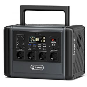 Flashfish T1200s Station d'alimentation portable, batterie LiFePO4 768Wh, 1200W CA (2400W en cr&ecirc;te),100W USB-C, 14 ports, lampe LED int&eacute;gr&eacute;e, pour le camping/caravaning/hors r&eacute;seau/urgences - Neuf