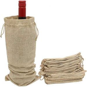 Lot De 10 Sacs À Vin En Toile De Jute Avec Cordon De Serrage 750 Ml - Neuf