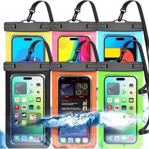 Pack Of 6 Multi-Coloured Waterproof Phone Pouches, Large Waterproof Phone Pouches (Protection Level: Ip68) Outdoor Sports For Apple Iphone, Samsung And Up To 7.5 Inches - Neuf