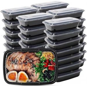 Jexnovashop-Lot De 50 Bo&icirc;tes &Agrave; Repas De 946 Ml Avec Couvercles, Bo&icirc;tes &Agrave; Bento Jetables En Plastique R&eacute;utilisables, Sans Bpa, Passent Au Micro-Ondes, Au Lave-Vaisselle Et Au Cong&eacute;lateur - Neuf