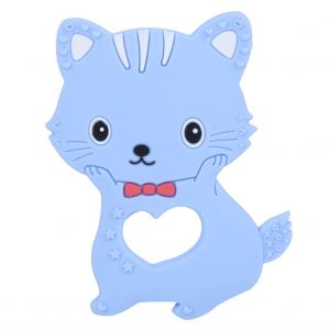 Jouet De Dentition En Silicone En Forme De Chat Et D'animal De Dessin Anime Pour Bebe, Enfant, Bleu - Neuf