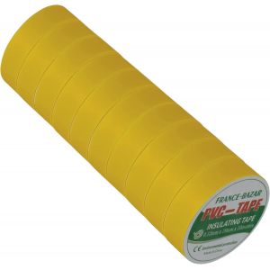 Ruban adhésif isolant électrique|Rouleau isolation thermique PVC pour réparation voiture,vélo,bricolage,gaine électricien,Chaterton Haute qualité |10mx18mm Couleur Jaune|Lot de 10 Rouleaux - Neuf