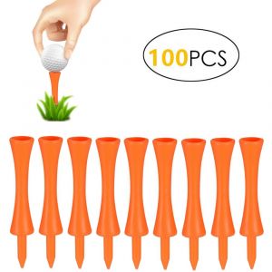 Lot De 100 Tees De Golf En Plastique Orange De 70 Mm, Durables, Pour Driver, Tapis De Golf Et Balles De Golf En Plastique. Un Ensemble En Plastique Orange. - Neuf