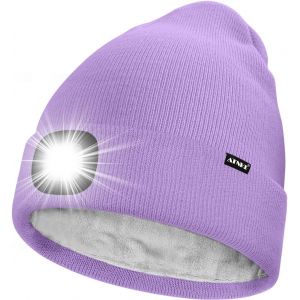 Nsiecd-Led Bonnet Lampe Frontale,Usb Rechargeable 4 Led Chapeau De Course Ultra Lumineux Lumi&egrave;re Hiver Chaud Polaire Doubl&eacute;e Tricot Bonnet Cadeaux Pour Hommes Et Femmes - Neuf
