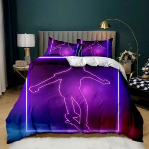 Housse De Couette X Cm Enfant Skateboard Violet Parure De Lit Personnes Avec Fermeture &iquest;&iquest;Clair Doux Respirant Confortable Microfibre Housse De Couette Et Taie D'oreiller X Cm - Neuf