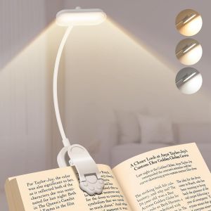 Kalanka-Lampe De Lecture &Agrave; Pince 360&deg; Flexible, Lampe De Livre Usb C Rechargeable 16 Led &Agrave; L'intensit&eacute; Continue Et 3 Temp&eacute;rature Couleurs, Lampe De Lecture Avec T&ecirc;te Rotative 90&deg;, Blanc - Neuf