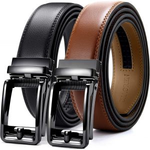 Ceinture Homme 2 Pièces- Ceinture Automatique Cuir Hommes 35 Mm,Design Micro Réglable Et Découpable,Cadeau Box - Neuf