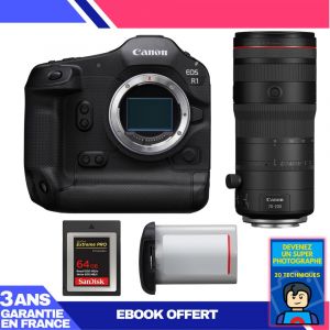 Boitier Canon EOS R1 + RF 70-200mm f/2.8 L IS USM Z Noir + 1 SanDisk 64GB Extreme PRO CFexpress Type B + Canon LP-E19 + Ebook 'Devenez Un Super Photographe - Neuf