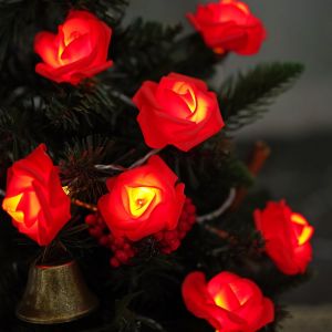 TRAHOO-Guirlande Lumineuse &agrave; LED - Roses, 3 m Guirlande Lumineuse Fleur Piles avec 20 LED, Guirlande de Fleurs &agrave; suspendre pour Mariage, Chambre &agrave; coucher, D&eacute;coration de No&euml;l (rouge) - Neuf