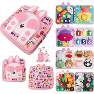 Busy Board Montessori &acirc;ge 1 an - AQSACOKIYA - Livre Occup&eacute; de Lapin - D&eacute;veloppe Motricit&eacute; Fine - Jouets de Voyage pour Tout-Petits - Neuf