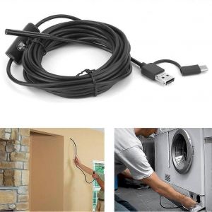 Endoscope USB 3 en 1 Objectif 5,5 mm Câble 6LED 5M Caméra d'inspection étanche IP67 - Neuf
