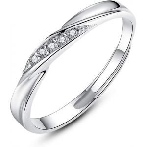 Kahfl-Bague De Fiançailles Bague De Mariage Argent Sterling 925 Bague De Couple Avec Zircon Cubique Blanc,Bague Ouverte Réglable Hypoallergénique Pour Femme Homme,Cadeau Mariage Saint-Valentin - Neuf