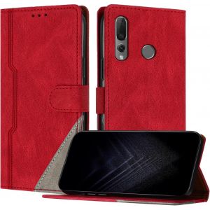 KAL-Étui Pour Huawei P Smart Z / Y9 Prime 2019, Housse En Cuir Pu Avec [Protection Antichoc Tpu] [Fonction Support] [Porte-Cartes ] Antichoc Magnétique Coque Pour Huawei Y9 Prime 2019 - Rouge - Neuf