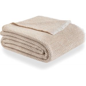 Trahoo-Couverture En Coton Extra Doux, Quatre Saisons, Couvre-Lit Multi-Usages Canap&eacute;, Plaid Pour Lit, Couverture Foulard (120 X 180 Cm, Beige Ar&egrave;ne). - Neuf