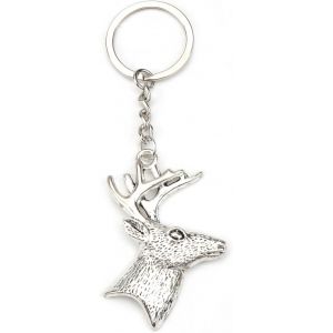 Kal-Porte-Cl&eacute;s En Forme De Cerf, En Forme D'animal, Id&eacute;e Cadeau Pour Femme, T&ecirc;te De Cerf, Pendentif Argent&eacute; En M&eacute;tal - Neuf