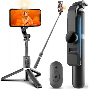 KALCX-Perche À Selfie Bluetooth Extensible Jusqu'À 104 Cm-Trépied Télescopique Rotatif À 360°-Télécommande Sans Fil Pour Smartphones-Angle D'Inclinaison De 180°-Noir - Neuf