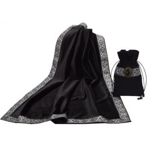 Sjzg-Nappe De Tarot Avec Sac Nappe D'autel Wicca Carr&eacute;e En Velours, Taille Unique (Noir) - Neuf