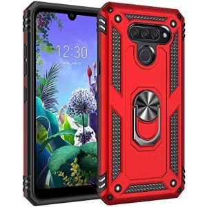 Kal-Coque Lg K50/Q60, Coque Moto G7, Etui Housse De Protection Antichoc Durable Résistante 2 En 1 Hybride Pc Robuste + Tpu Souple Pour Lg K50/Q60 + Verre Trempé Lg K50/Q60 -Rouge - Neuf