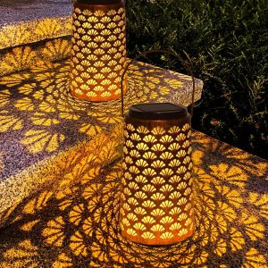 Lanterne Solaire Exterieur Jardin 2 Pi&egrave;ces, Deux Modes D'&eacute;clairage Lampe Solaire Exterieur A Poser, &Eacute;tanche Suspension Solaires Pour Patio Terrasse F&ecirc;te Festive Maison Orientale D&eacute;coration - Neuf