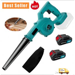 2 en 1 Ventilateur sans fil et aspirateur ，500W l&eacute;ger sans fil souffleur de feuilles 18V, 2 batteries 3,0 Ah, id&eacute;al pour la chute des feuilles de jardin, entretien de la pelouse, poudrerie - Neuf