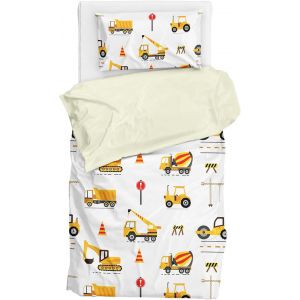 Ulteronixshop-Housse De Couette 90x190 Enfant Truck - Housse De Couette 1 Personne Gar&ccedil;on Avec Taie D'oreiller 40x60 Avec Fermeture &Agrave; Glissi&egrave;re - Microfibre - Neuf