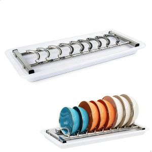 Kalanka-Seche Vaisselle, Rangement Vaisselle, Seche Bols Sur Evier Avec S&eacute;parateurs R&eacute;glables, Egouttoir Vaisselle Inox Pour Bols, Tasses Ou Petits Ustensiles De Cuisine, &Eacute;gouttoirs Avec Bac D'&eacute;goutt - Neuf