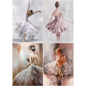 Ayuhr-Diamond Painting Lot De 4 Ballet 30x40 Cm Peinture Diamant 5d Diamond Painting Danseuse Ballerine Perles De Diamant Ballerine Tableau Diamant Enfant Peinture Par Numéros Canevas Point De Croix - Neuf