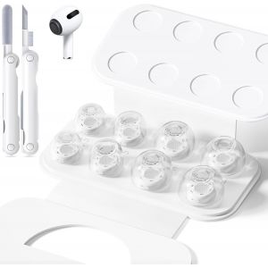 Lot De 4 Paires D'Embouts De Rechange Pour Airpods Pro 1/2 Avec Trou Pour Réduction Du Bruit, Bouchons D'Oreille En Silicone Pour Airpods Pro Avec Kit De Nettoyage Et Boîte De Rangement Portable - Neuf