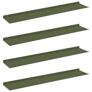 vidaXL &Eacute;tag&egrave;re Murale avec &eacute;tag&egrave;re 4 pcs Vert olive 100 x 18 x 2,5 cm - Neuf