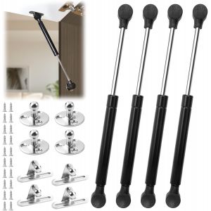 Lot de 4 V&eacute;rins &agrave; Gaz 200N, V&eacute;rin de Meuble, Ressorts &agrave; Gaz avec Vis, Pistons &agrave; Gaz Pour Portes, V&eacute;rins Meuble Hydraulique Ressort, Verin Porte Cuisine, Pour Barre de Cuisine, Bo&icirc;te de Pression(Noir) - Neuf